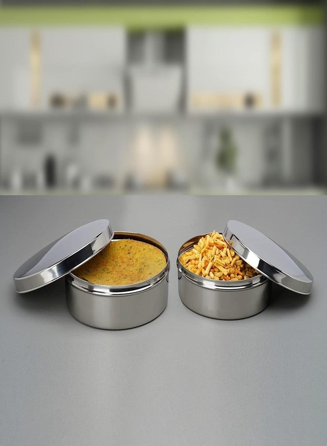 KC Stainless Steel Flat Canisters | Puri Dabba | Storage Containers Set Of 2 Pcs (Capacity 1.2Ltr & 1.5Ltr), Silver - Image 4